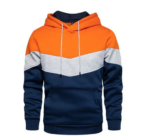 Vêtements de sport décontractés de plein air pour hommes automne hiver sweat à capuche patchwork avec imprimé polaire thermique mode de rue sweat à capuche - Product Image 3