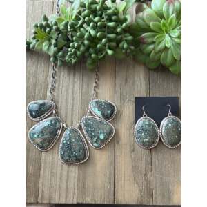 ชุดเครื่องประดับชั้นดี Larry Kaye New Landes Variscite & สร้อยคอเงินสเตอร์ลิง - Product Image 2