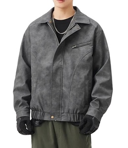 Vestes en cuir véritable imprimées en 3D, mode d'hiver, veste en peau de mouton, fermeture éclair, veste de mode en gros, col élégant pour hommes - Product Image 1