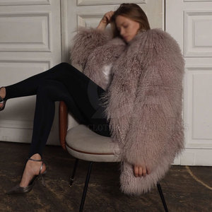 Manteau mongol 2025 Mode d'hiver Vrai manteau en fourrure mongole Femmes Vêtements d'extérieur pour femmes par temps froid - Product Image 3
