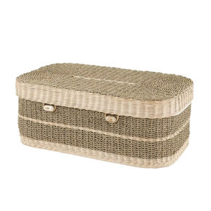 Cercueil en jonc de mer tissé de qualité supérieure pour la crémation des animaux de compagnie, urne commémorative élégante en osier gris clair, boîte à souvenirs écologique - Product Image 2