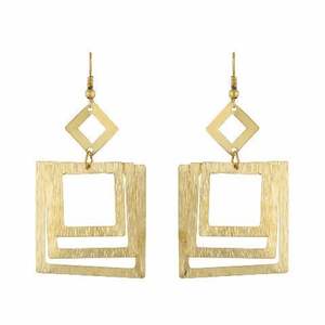 ต่างหูตอกชุบทองต่างหูทองเหลืองต่างหูแฟชั่นต่างหูชุบทองหลายรูปทรงเครื่องประดับแฮนด์เมด - Product Image 4