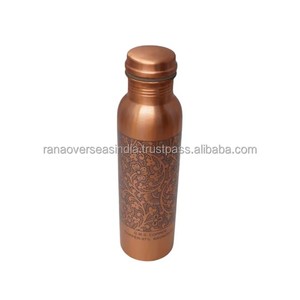 Bouteille d'eau ayurvédique en cuivre pur Offre Spéciale de haute qualité avec motif floral pour le bureau, le voyage et plus de style classique - Product Image 6