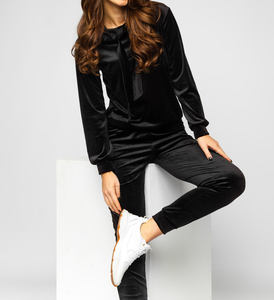 Conjunto Deportivo de Dos Piezas de Terciopelo, Estilo Urbano, Ajustado, Personalizado, Bordado, Informal, para Entrenamiento, Ropa Deportiva Informal, Chándal Sólido - Product Image 6