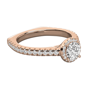 Anillo de Compromiso con Halo de Diamantes Cultivados en Laboratorio, Corte Redondo, en Oro Rosa de 14K, Estilo Elegante - Product Image 4