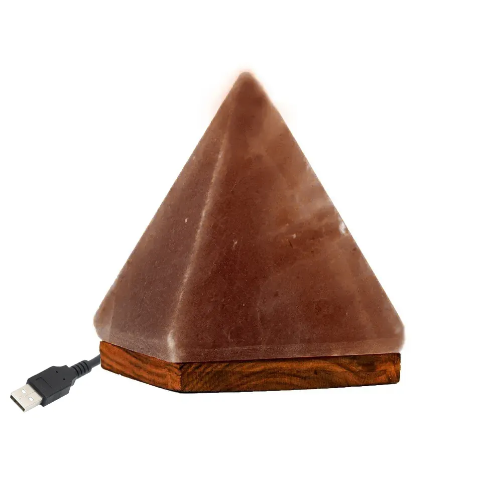 2023 세일! 히말라야 소금 다크 그레이 피라미드 디자인 미니 USB 램프 고품질 천연 소금 램프 에나멜 핀 도매 Pak