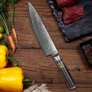 มีดเชฟเหล็กดามัสกัสแบบมืออาชีพสำหรับใช้ในครัวใบมีดคมแบบยึดได้ - Product Image 6