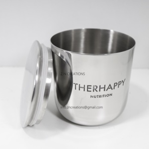 ภาชนะใส่เทียนขวดโลหะสเตนเลสเปล่าพร้อมฝาปิดสำหรับผู้ถือเทียนสินค้าหัตถกรรมโลหะโลโก้ที่กำหนดเองได้ - Product Image 1