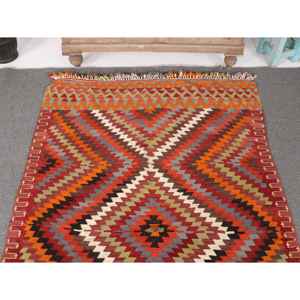 พรมลายตุรกีโบราณ ขนาด 3.7x6.2 ฟุต สีแดงส้ม พรมขนสัตว์แบบตะวันออก - Product Image 3