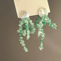 Boucles d'oreilles pendantes en laiton pour femme, motif fleur de cristal brillant, perles de riz aiguille d'argent, fraîches, élégantes et mignonnes, personnalisables