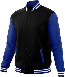 Veste universitaire en laine sur mesure avec manches en cuir véritable, patchs brodés, veste d'équipe de sport, veste de basket-ball - Product Image 2