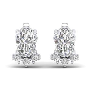 REYES Precio al por mayor Pendientes de oro blanco macizo de 14K con moissanita de corte ovalado de 1.09 quilates y cierre de rosca para mujer, joyería fina - Product Image 2