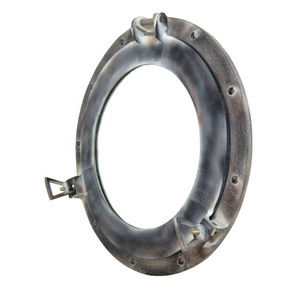 Marco de aluminio de 15 \ "de alta calidad, ojo de buey náutico, con acabado antiguo logotipo tallado, buen espejo de Metal pulido, diseño de logotipo envejecido - Product Image 2