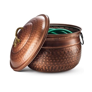 Bol de tuyau en métal fini en cuivre forme ronde pour la maison jardin arrosage plantes utilisation bol de tuyau de jardin en cuivre décoratif - Product Image 4