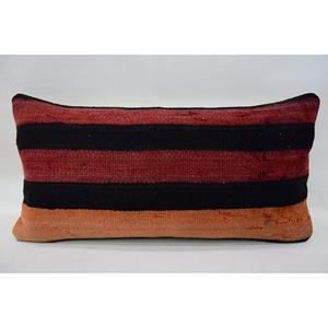 Almohada de lana a rayas rojas, cojín decorativo Rectangular tradicional de 12x24 pulgadas, patrón Vintage de tejido suave para ropa de cama - Product Image 1