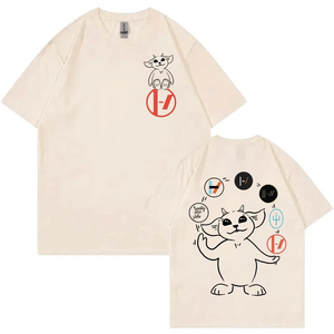 เสื้อยืดนักบินยี่สิบคนเสื้อยืดพิมพ์ลายร็อคแฟชั่นแขนฮาราจูกุของผู้หญิงเสื้อผ้าลำลองของผู้หญิงเสื้อผ้าแนวสตรีทสวยงาม - Product Image 3