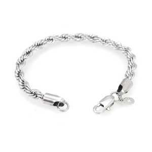 <b>Silver</b> 6MM Rope Chain <b>and</b> <b>Bracelet</b> Fashion Jewelry <b>Set</b> Bundle - Product Image 3