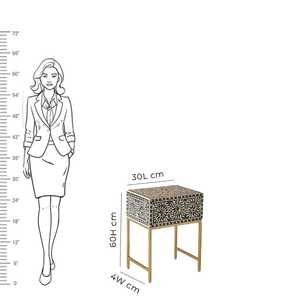 Exquisito gabinete de cajón con incrustaciones de hueso hecho a mano, mesa de almacenamiento de estilo europeo de lujo para una decoración sofisticada para el hogar y el apartamento - Product Image 6
