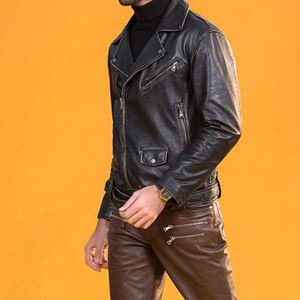 2025 Nueva chaqueta de piel de oveja personalizada con aspecto Vintage para hombre, la mejor calidad, impermeable, transpirable, moda de invierno, estilo motorista informal - Product Image 3