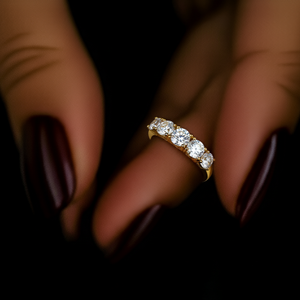 1.0 CTW Lab Grown Diamond Cut IGI Certified Half Eternity Set Minimalist Women's <b>Wedding</b> Band Yellow Gold <b>Anniversary</b> Rings - Product Image 3