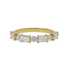 Élégante bague pour femme en or 14K/18KT plaqué rhodium avec diamants naturels, taille brillant alternée, classique, pour fiançailles et mariage - Product Image 1