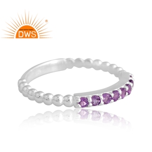 Tendance Design 925 Sterling Silver Natural Amethyst Gemstone Ring Bijoux personnalisés pour les femmes Cadeau pour elle - Product Image 4