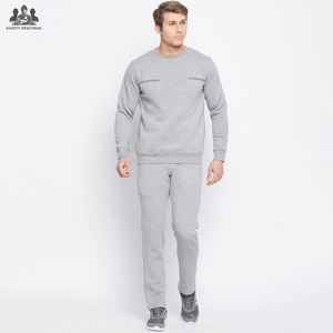 Ensemble de survêtement décontracté pour homme, hiver |   Ensemble de survêtement deux pièces uni et écologique |   Vêtements de sport 100% coton |   Service OEM - Product Image 1