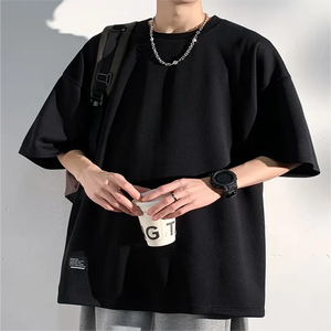 Camiseta de Algodón de Punto Sólido Estilo Hip Hop, 100% Algodón, Cuello Alto, Manga Corta, para Hombre, Alta Calidad, Superventas, Precio Razonable - Product Image 4