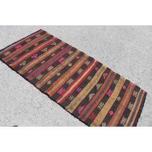 2.8x6.3 ft Turkish Accent Rug, <b>Brown</b> Red Vintage Abstract <b>Wool</b> Rug - Product Image 4