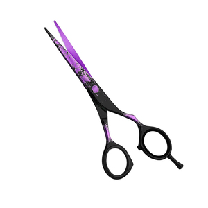 Tijeras de corte de pelo de lujo, tijera de peluquería profesional de acero inoxidable con reposapiés ajustable negro - Product Image 1