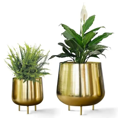 Fioriera di fiori in metallo dorato con supporto per decorazioni per la casa con vaso di fiori per la decorazione del giardino