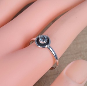 925แหวนเงินแท้สีฟ้าบุษราคัมสุดเพอร์เฟกต์สำหรับเด็กผู้หญิงแหวนแฮนด์เมด925แข็งอัญมณีเงินสเตอร์ลิง - Product Image 2