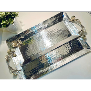 Decoración de Ramadán, platos de servidor de comida, bandeja de hierro hecha a mano única, bandeja de Ramadán blanca para el hogar, Hotel y restaurante, accesorios - Product Image 3