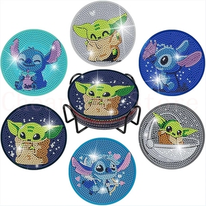 Lot de 6 sets de table en bois et <span class=keywords><strong>strass</strong></span> pour la peinture Yoda, cadeau peint à la main, nouveau - Product Image 3