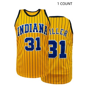 <b>Men's</b> Basketball Jersey, #31 In <b>Yellow</b>, Embroidered & Stitched Basketball Tank Top, Sleeveless Sports <b>Shirt</b> - Product Image 1