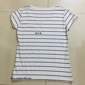 Offre Spéciale Design personnalisé Ladies Tee T-shirt décontracté à manches courtes pour femmes avec impression à rayures Option de taille Plus OEM disponible - Product Image 2