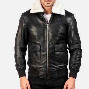 Blouson d'aviateur d'automne à séchage rapide écologique et coupe-vent personnalisé pour hommes doublure en fausse fourrure en coton à manches longues en toile décontractée pour - Product Image 1
