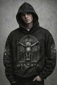 Ventes en gros de sweats à capuche gothiques pour hommes, style streetwear, lavage vintage, poids lourd, sweats à capuche personnalisés, esthétique sombre, fournisseur en gros OEM, États-Unis - Product Image 3