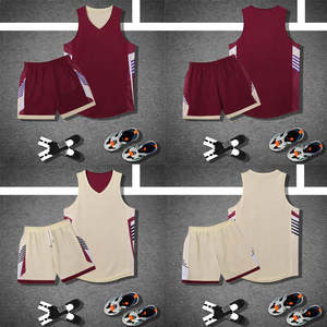 Ensemble de maillots de basket-ball réversibles pour hommes grande taille imprimés bon marché personnalisable 100% polyester respirant vêtements de sport d'entraînement - Product Image 5