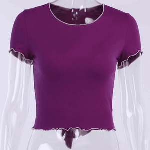 Women's Eco-Friendly <b>Crop</b> Top Comfortable Casual Loose <b>Fit</b> Wholesale Workout <b>T</b> <b>Shirt</b> Solid Color Ringer <b>T</b> <b>Shirt</b> Styles - Product Image 6