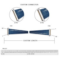 Kabel LVDS Rakitan Hotten Custom 30Pin ke 40Pin 180mm untuk Layar LCD