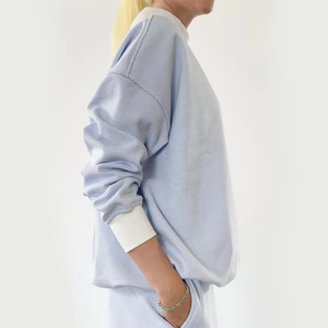 Haute qualité personnalisé femmes longs ensembles doux coton polaire goutte épaule Baggy pull col montant sweat hiver automne - Product Image 6