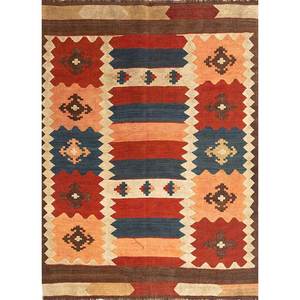 พรมขนสัตว์ลายเรขาคณิต Nayaab สีแดงส้ม พรมปูพื้นแบบแบนทำจากปอกระเจา สำหรับห้องนั่งเล่น ห้องโถง รูปทรงสี่เหลี่ยมผืนผ้า ดีไซน์แบบจิ๊กซอว์ รุ่น Paem-838 - Product Image 1