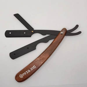 Maquinilla de afeitar recta desechable de acero inoxidable importada, hoja resistente a cortes con mango de madera para afeitar la cara del cuerpo de la garganta en salones - Product Image 3
