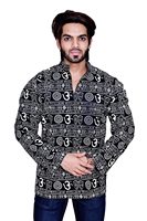 OM imprimé coton symbole Hindu Om Hare Rama Hare Krishna robe hommes ethnique t-shirt kurta Long Kurta chemise Casual gaze Kurta