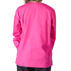 Women's Burgundy <b>Scrub</b> <b>Top</b> Long Sleeve Button Front With Pockets Hospital Uniforms Woven Cotton Polyester - Product Image 6