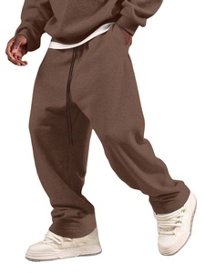 Pantalon de jogging marron oversize pour homme, en molleton lavé, avec cordon de serrage à la taille, coupe ample, jambe large, en coton épais, style streetwear 2026 - Product Image 2
