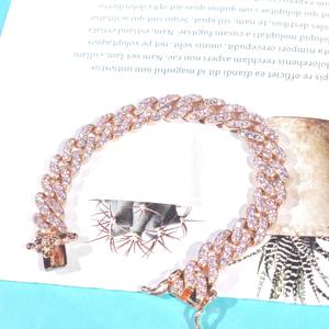 สร้อยข้อมือคิวบาลิงค์แบบฮิปฮอปประดับเพชรโมอิสซาไนต์ทรงกลมขนาด 9 มม. ชุบทองคำสีชมพูบนเงินแท้ 925 สำหรับขายส่งเครื่องประดับ - Product Image 3