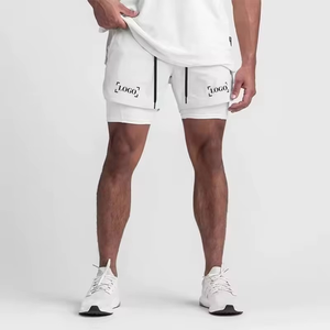 Short de sport athlétique et de gymnastique de haute qualité pour hommes, short d'entraînement et de course confortable avec logo personnalisé, double couche de poches solides - Product Image 3