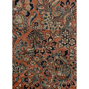 Tapis en laine noué à la main Aalam, grande surface, rouge, orange, floral abstrait, pour entrée, couloir, rectangulaire 9x12 pouces - Product Image 3